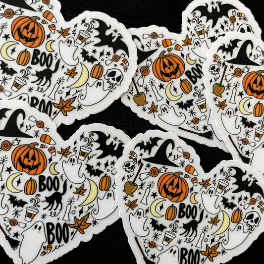 Halloween Heart Clear Vinyl Sticker
