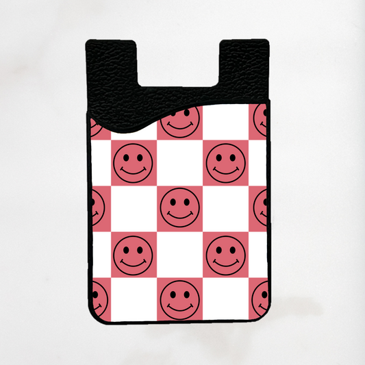 Pink Checkered Smiles Card Holder