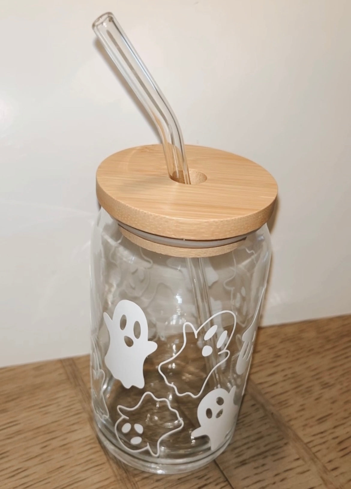 Ghost Flower Can Glass With Bamboo Lid and -  in 2023
